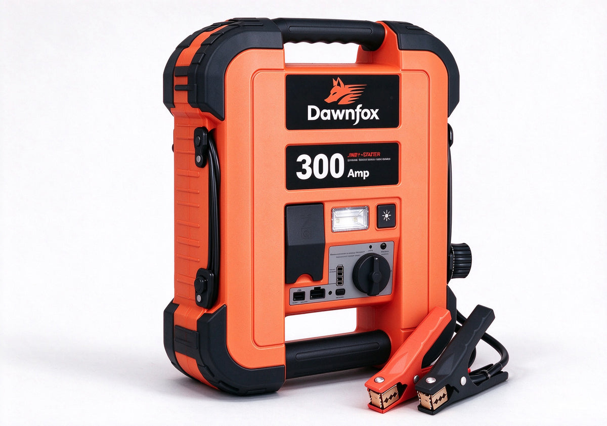 Dawnfox 300 Amp Rechargeable Car Jump Starter, Portable Heavy Duty Battery Booster Pack with LED Light, USB Charging Port for 12V Gas & Diesel Vehicles