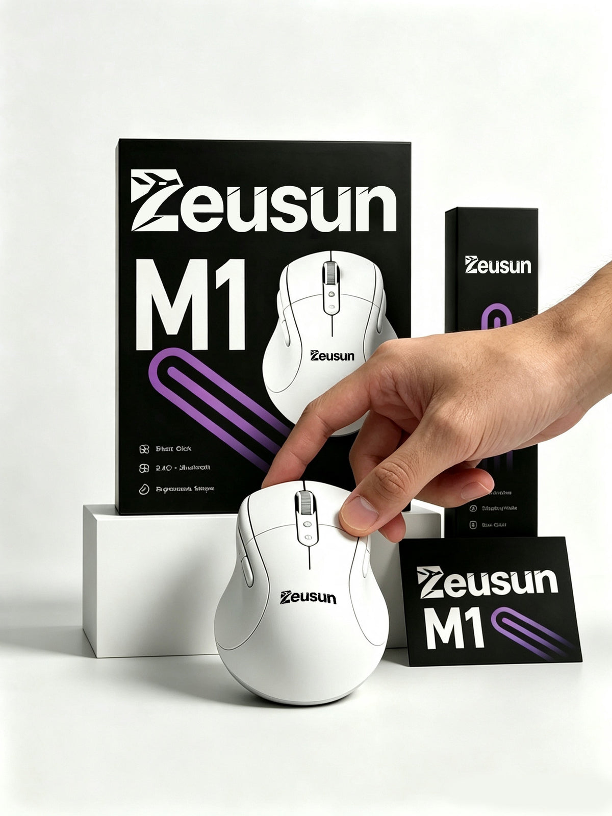 Zeusun M1 Wireless Mouse, Bluetooth & 2.4G Dual Mode Ergonomic Silent Click Rechargeable Computer Mouse, Portable Wireless Mice for Laptop, PC, Mac, Office