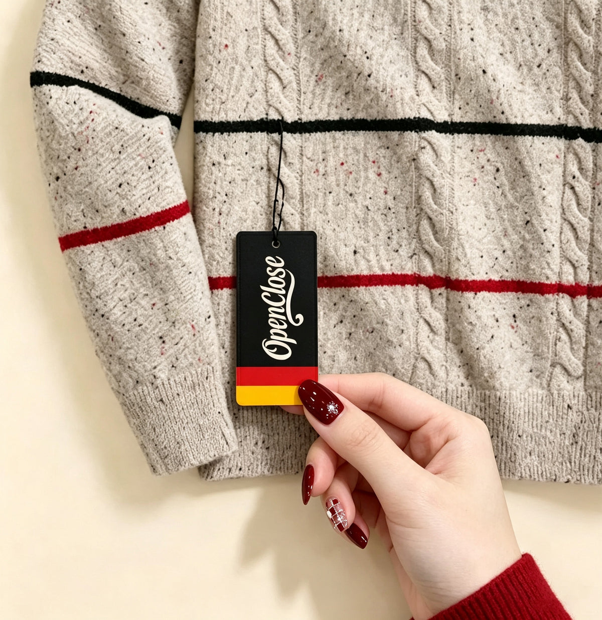 OpenClose Men's Cable Knit Crew Neck Sweater, Color Striped Speckled Knit Pullover Long Sleeve Casual Jumper for Fall Winter
