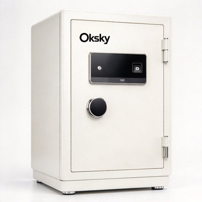 Oksky Safe Box, Home Digital Security Safe with Fingerprint & Keypad Lock for Money Documents Valuables Storage