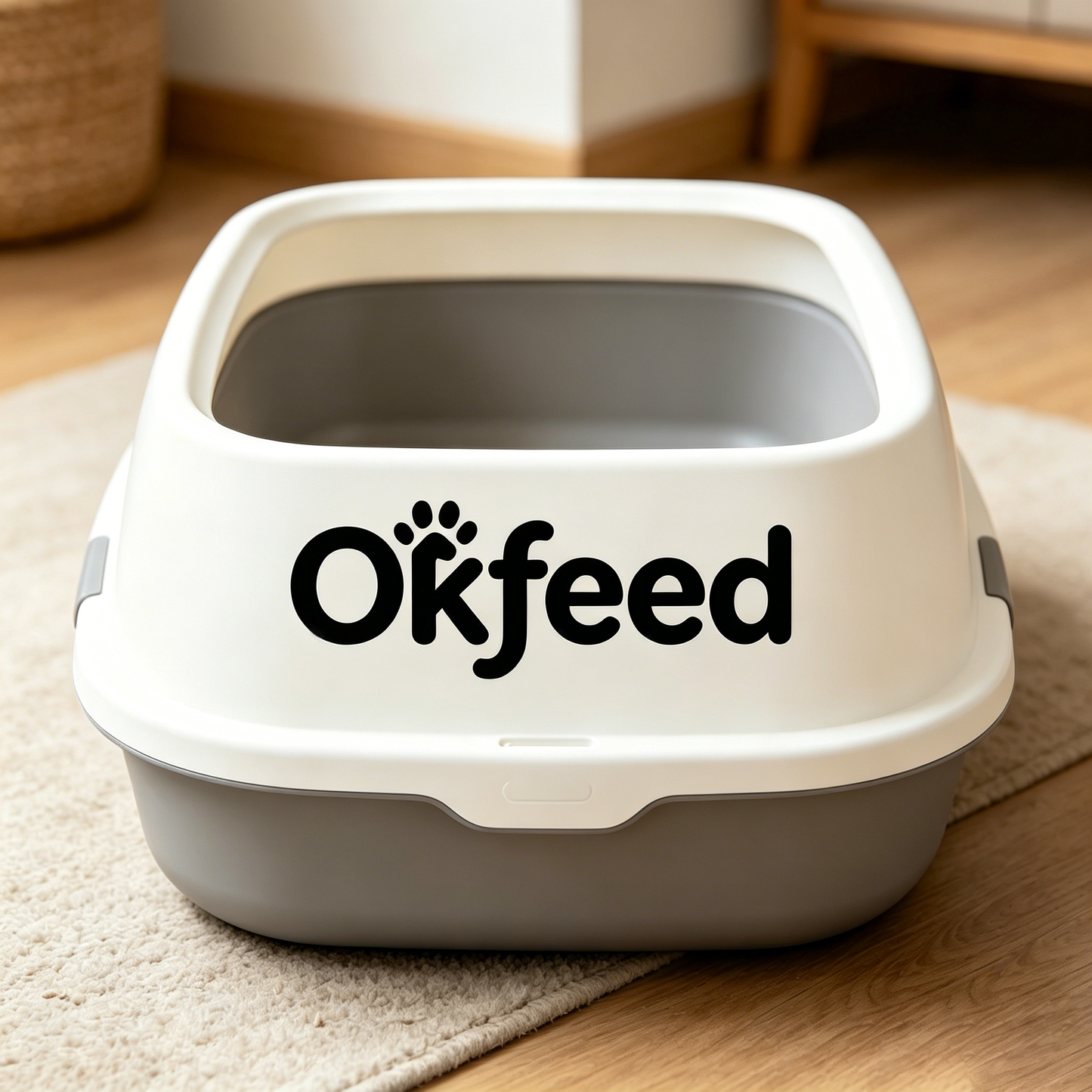 【Okfeed Semi-Open Cat Litter Box】—— Your Cat’s Clean & Stylish Toilet Solution