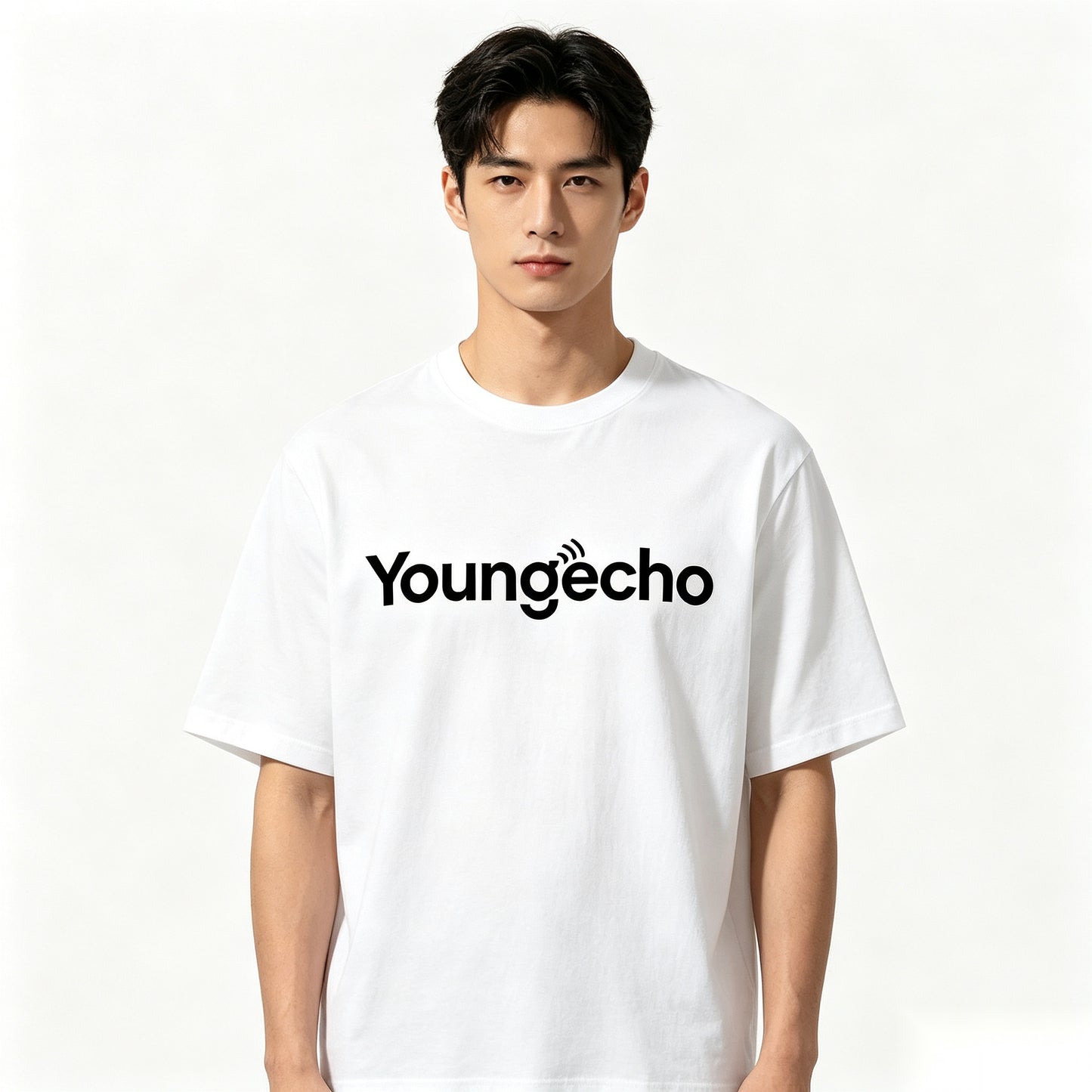 Youngecho Men’s Classic Crew Neck Short Sleeve T-Shirt, 100% Soft Cotton Loose Fit Basic Tee, Minimalist Casual White T Shirt for Daily Street Sports Wear