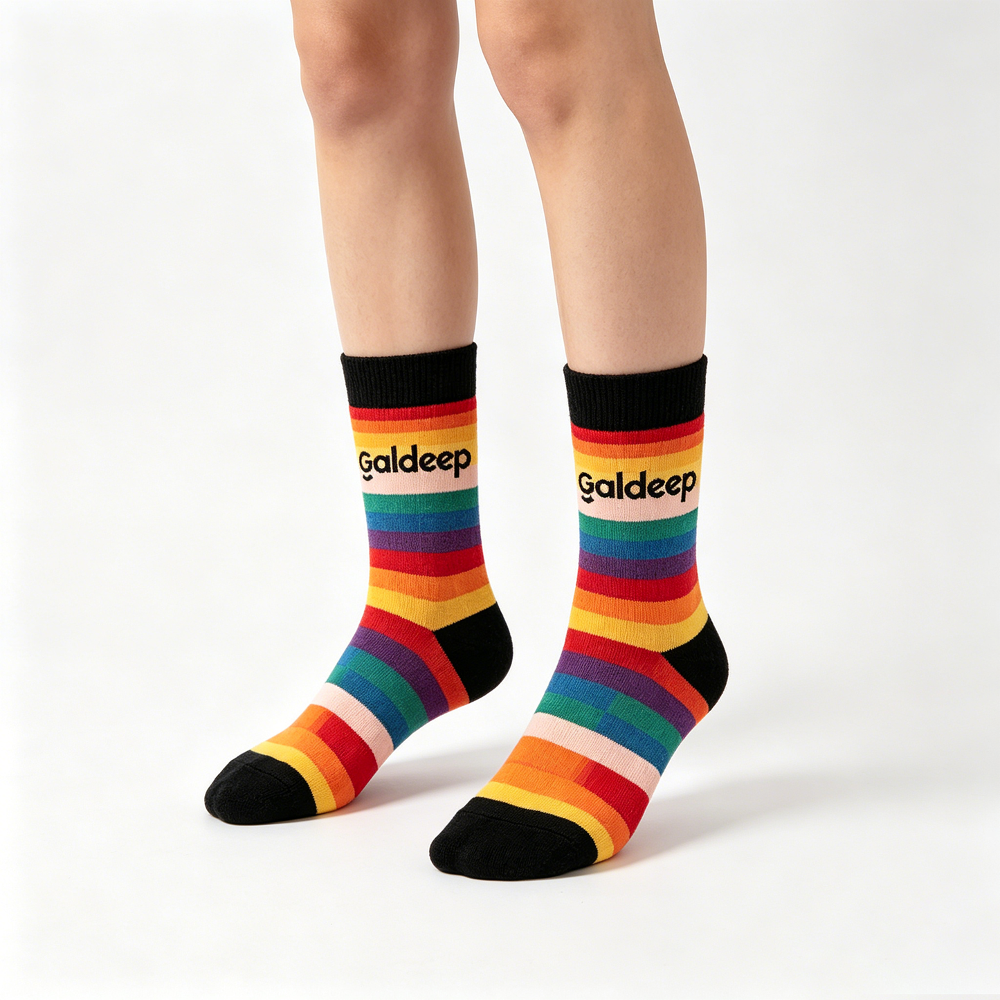 Galdeep Rainbow Striped Crew Socks for Men & Women, Soft Cotton Colorful Casual Socks, Fun Novelty Socks for Everyday Wear, Pride & Gift