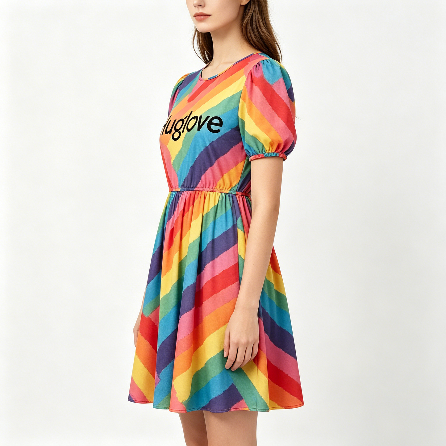【Huglove Rainbow Stripe Dress】—— Vibrant Style of Comfort & Fashion