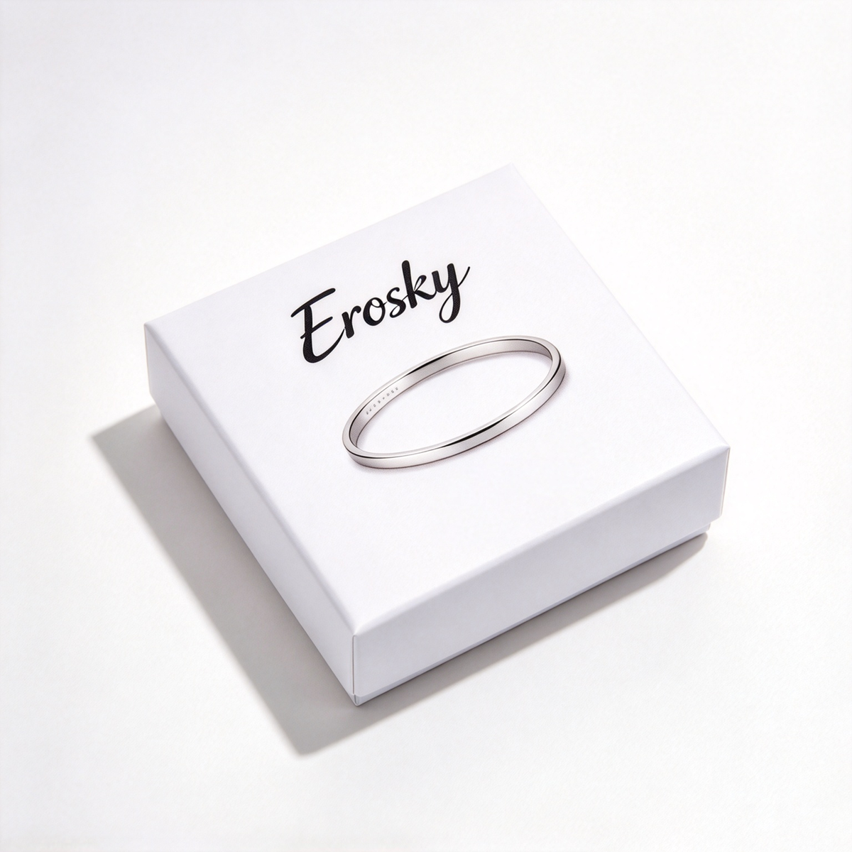 Erosky Classic Bangle Bracelet, Minimalist Polished Silver Tone Metal Bangle, Elegant Stackable Jewelry Bangle Gift for Women Daily Wear