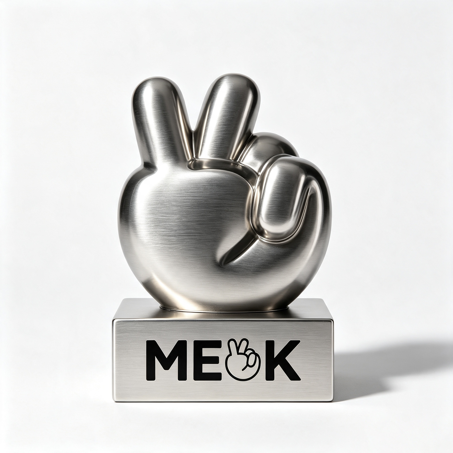 MEOK Brushed‑Metal OK‑Hand Gesture Decor Statue, Modern Metallic Hand Sculpture Ornament, Tabletop Art Decor for Home, Office, Desk Shelf, With Individual Gift Box Packaging