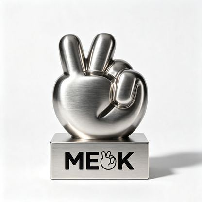 MEOK Brushed‑Metal OK‑Hand Gesture Decor Statue, Modern Metallic Hand Sculpture Ornament, Tabletop Art Decor for Home, Office, Desk Shelf, With Individual Gift Box Packaging