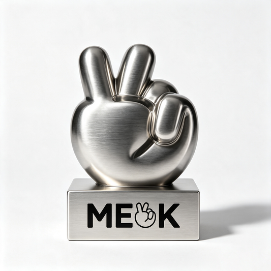 MEOK Brushed‑Metal OK‑Hand Gesture Decor Statue, Modern Metallic Hand Sculpture Ornament, Tabletop Art Decor for Home, Office, Desk Shelf, With Individual Gift Box Packaging