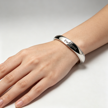 ForSecret Polished Silver Bangle Bracelet, Minimalist Smooth Solid Cuff Bracelet, Tarnish Resistant Daily Stackable Wrist Jewelry Gift for Women Men