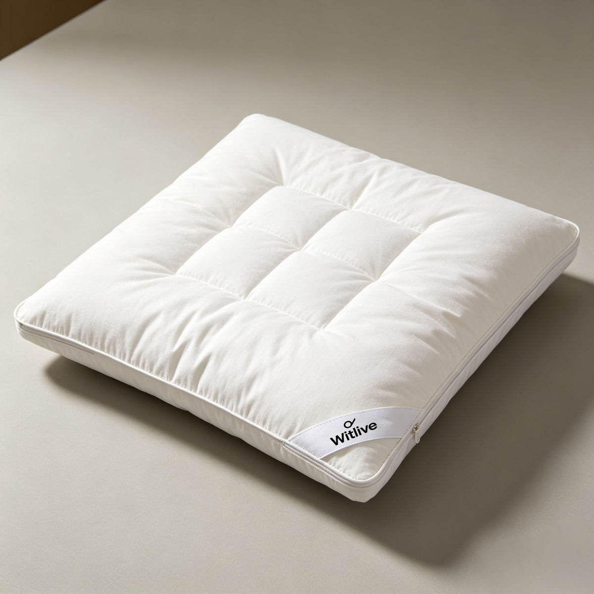 Witlive Square Bed Pillow, Adjustable Soft Support Sleeping Pillow, Breathable Cotton‑Covered Cushion Pillow for Side & Back Sleepers, Home Bedroom Decor Pillow