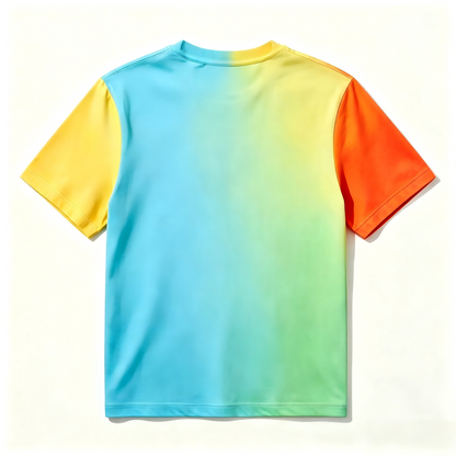 Implysay Rainbow Gradient Crew Neck T‑Shirt, Color Block Ombre Tie‑Dye Short Sleeve Tee, Soft Lightweight Casual T‑Shirt for Street Daily Holiday Wear Unisex