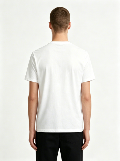 Noribaby Minimalist White Cotton Short Sleeve T-Shirt, Breathable Basic Crew Neck Casual Tee for Men