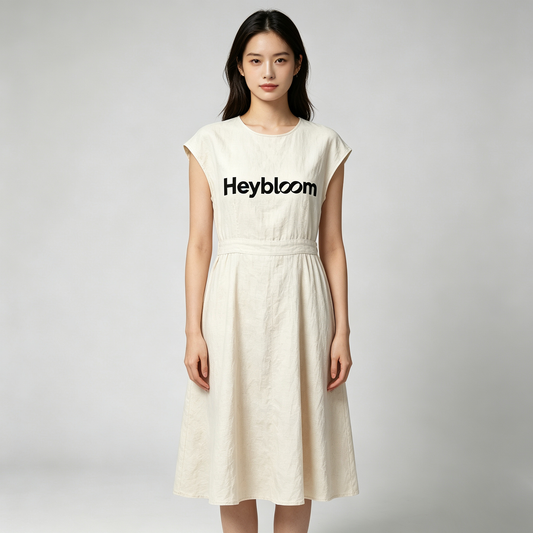 Heybloom Summer Lightweight Linen Blend Midi Dress for Women Sleeveless Fitted Waist Swing Dress Everyday Casual Wear