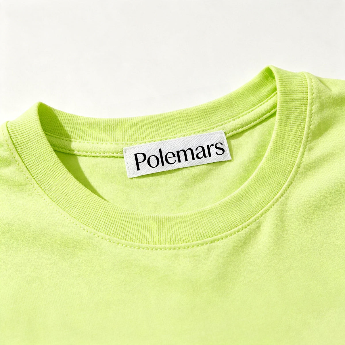 Polemars Solid Neon Lime Green Crew Neck Short Sleeve T‑Shirt, Soft Breathable Cotton Blend Unisex Casual Tee for Daily Outfits