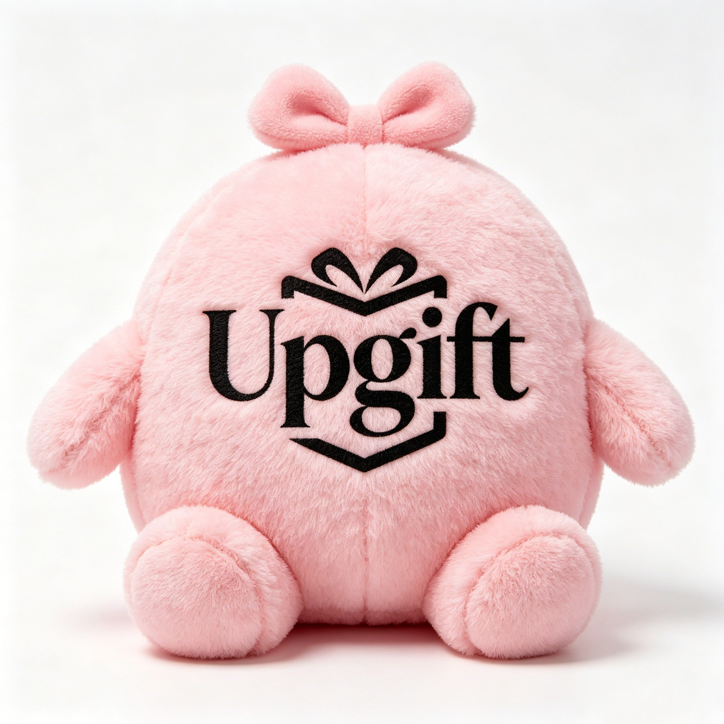 【Upgift Pink Bow Round Plush Toy】—— Soft Cozy Companion for Relaxation & Gifting