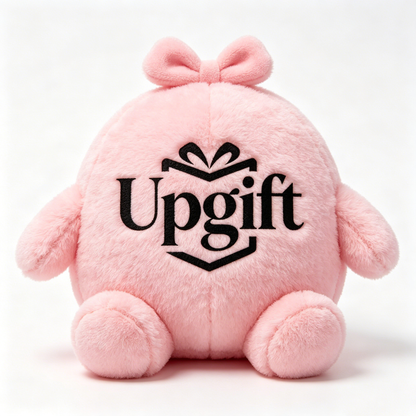 【Upgift Pink Bow Round Plush Toy】—— Soft Cozy Companion for Relaxation & Gifting