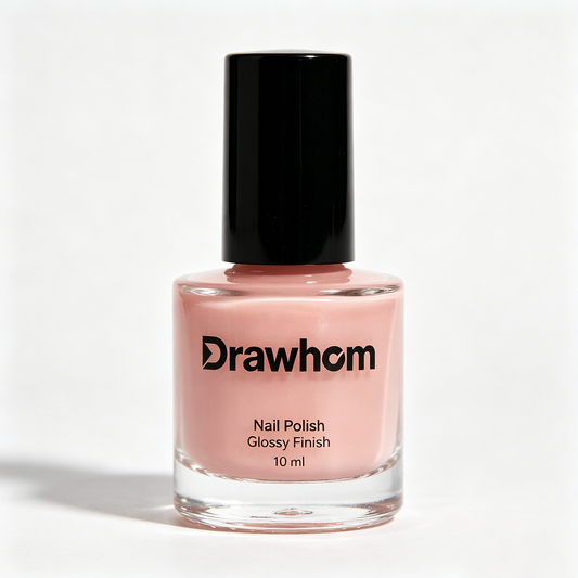 Drawhom Nude Glossy Nail Polish, Long Lasting Quick Dry Natural Nail Varnish, Smooth Shine Neutral Pink Nail Polish for Daily Manicure