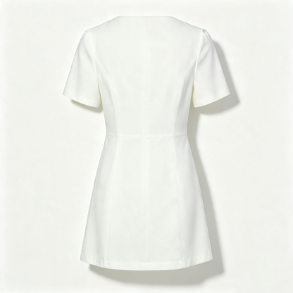 Likestory Women's Short‑Sleeve Round Neck Mini Dress, Casual A‑Line Slim Fit Short Dress for Daily Work Party