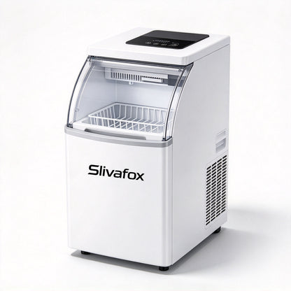Slivafox Countertop Ice Maker Machine, Portable Automatic Ice Maker with Transparent Curved Lid, Home Ice Machine for Kitchen Bar Parties RV