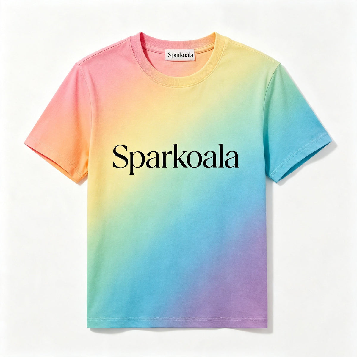 Sparkoala Women Rainbow Gradient Crew Neck Short Sleeve Casual T‑Shirt Basic Soft Tee