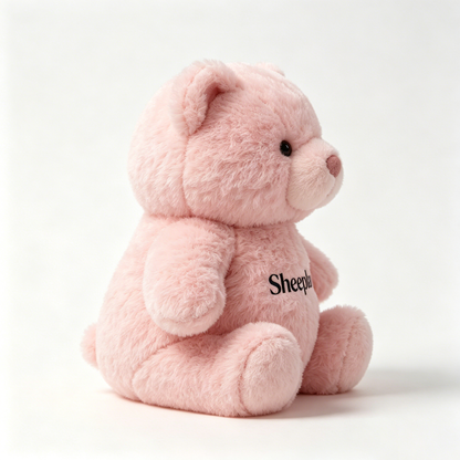 Sheeplan Pink Teddy Bear Stuffed Animal Plush Toy, Soft Fluffy Huggable Bear Plushie, Cute Sitting Bear Stuffed Doll for Kids Birthday Gift Bedroom Decor