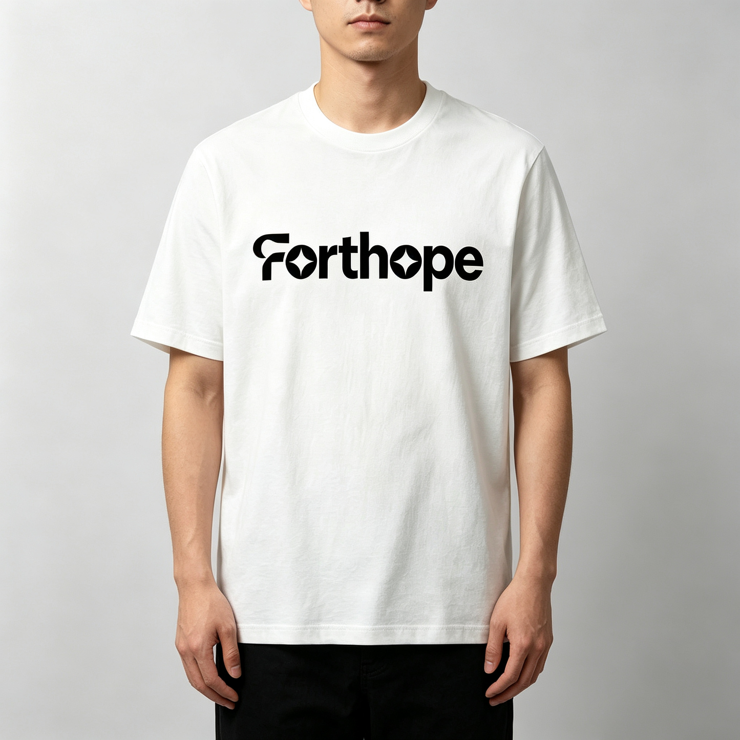 Forthope Crew Neck Short Sleeve Cotton T-Shirt, Minimal Letter Graphic Loose Fit Casual Everyday Basic Tee for Summer Street Daily Wear