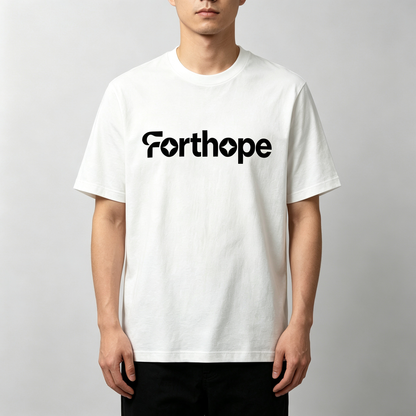 Forthope Crew Neck Short Sleeve Cotton T-Shirt, Minimal Letter Graphic Loose Fit Casual Everyday Basic Tee for Summer Street Daily Wear