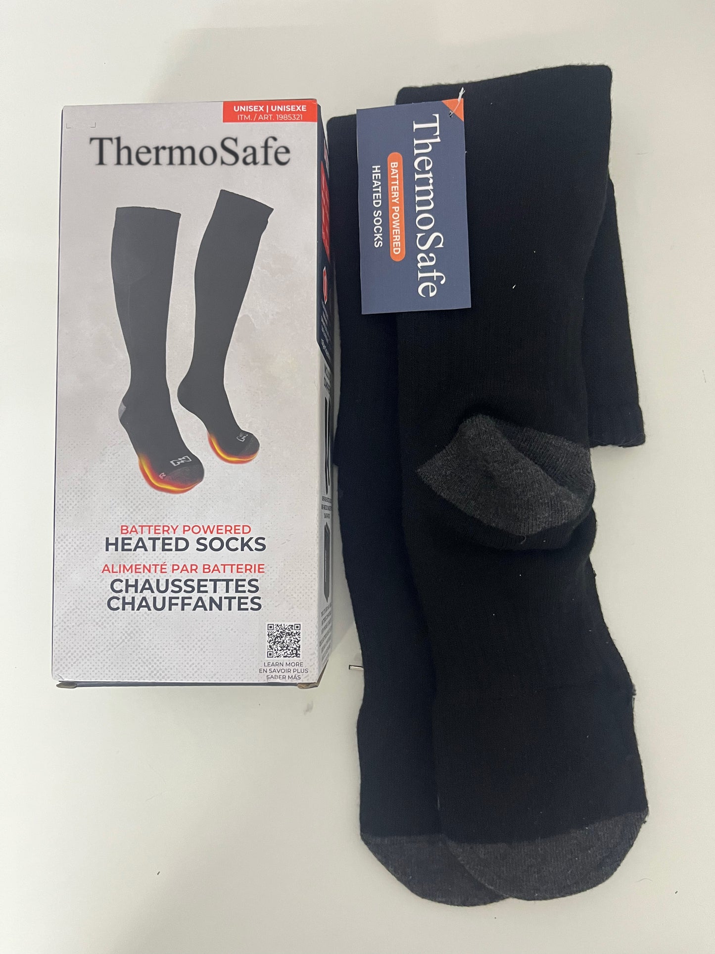 ThermoSafe Rechargeable Electric Heated Socks for Men & Women, 3 Heat Settings Battery Powered Warm Socks, Winter Thermal Foot Warmers for Skiing, Camping, Hunting, Outdoor Work