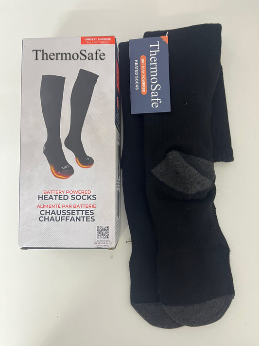 ThermoSafe Rechargeable Electric Heated Socks for Men & Women, 3 Heat Settings Battery Powered Warm Socks, Winter Thermal Foot Warmers for Skiing, Camping, Hunting, Outdoor Work