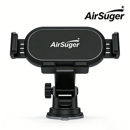AirSuger Car Phone Mount, Universal Dashboard Windshield Phone Holder with Strong Suction Cup, Adjustable Hands-Free Cell Phone Stand for iPhone, Samsung, All Smartphones