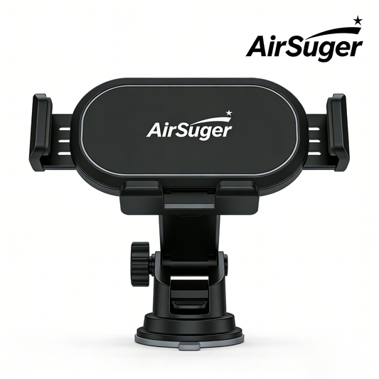 AirSuger Car Phone Mount, Universal Dashboard Windshield Phone Holder with Strong Suction Cup, Adjustable Hands-Free Cell Phone Stand for iPhone, Samsung, All Smartphones