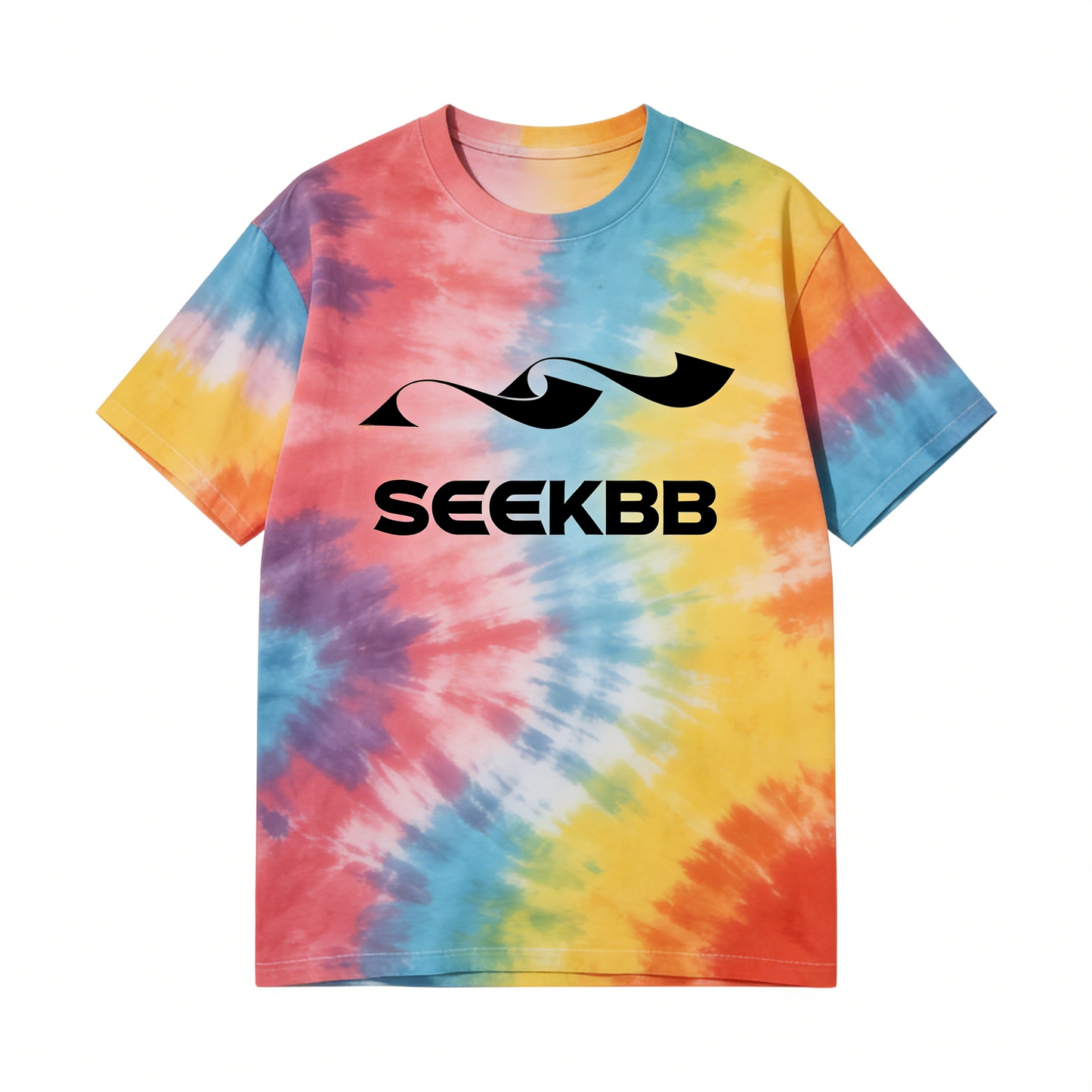 【SEEKBB Rainbow Tie-Dye Logo T-Shirt】—— Bold & Vibrant Streetwear Essential