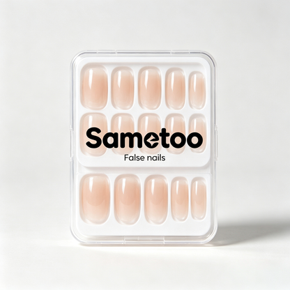 Sametoo Nude Gradient Press On False Nails, Glossy Oval Medium Fake Nail Kit With Jelly Glue, Salon-Quality Reusable Manicure Set, Quick At-Home Nail Art For Daily & Occasion Wear