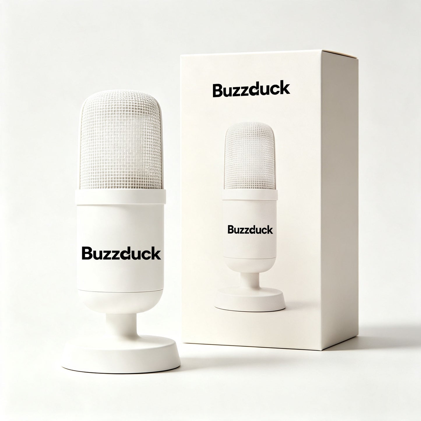 Buzzduck USB Desktop Recording Microphone, Plug & Play Condenser Mic for Podcast Streaming Gaming YouTube Voice Recording, Minimal White Studio Microphone for PC Laptop Mac