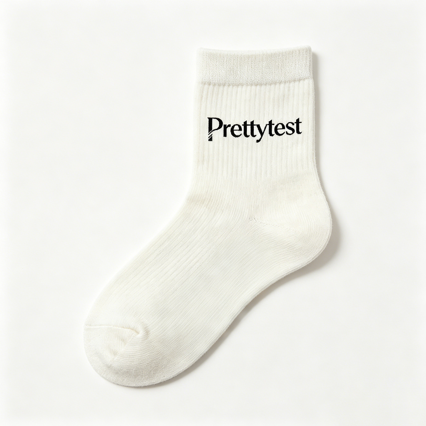 Prettytest Women’s Classic White Crew Socks, Soft Cotton Ribbed Mid Calf Athletic Casual Socks, 5 Pairs Multipack