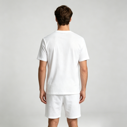 Okrest Men's Cotton Short Sleeve Pajama Set, Crew Neck T-Shirt & Elastic Waist Shorts, Breathable Summer Loungewear Sleepwear