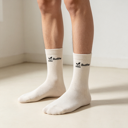 Budthe Casual Crew Socks, Comfort Mid‑Length Socks for Daily Wear, 4 Pack
