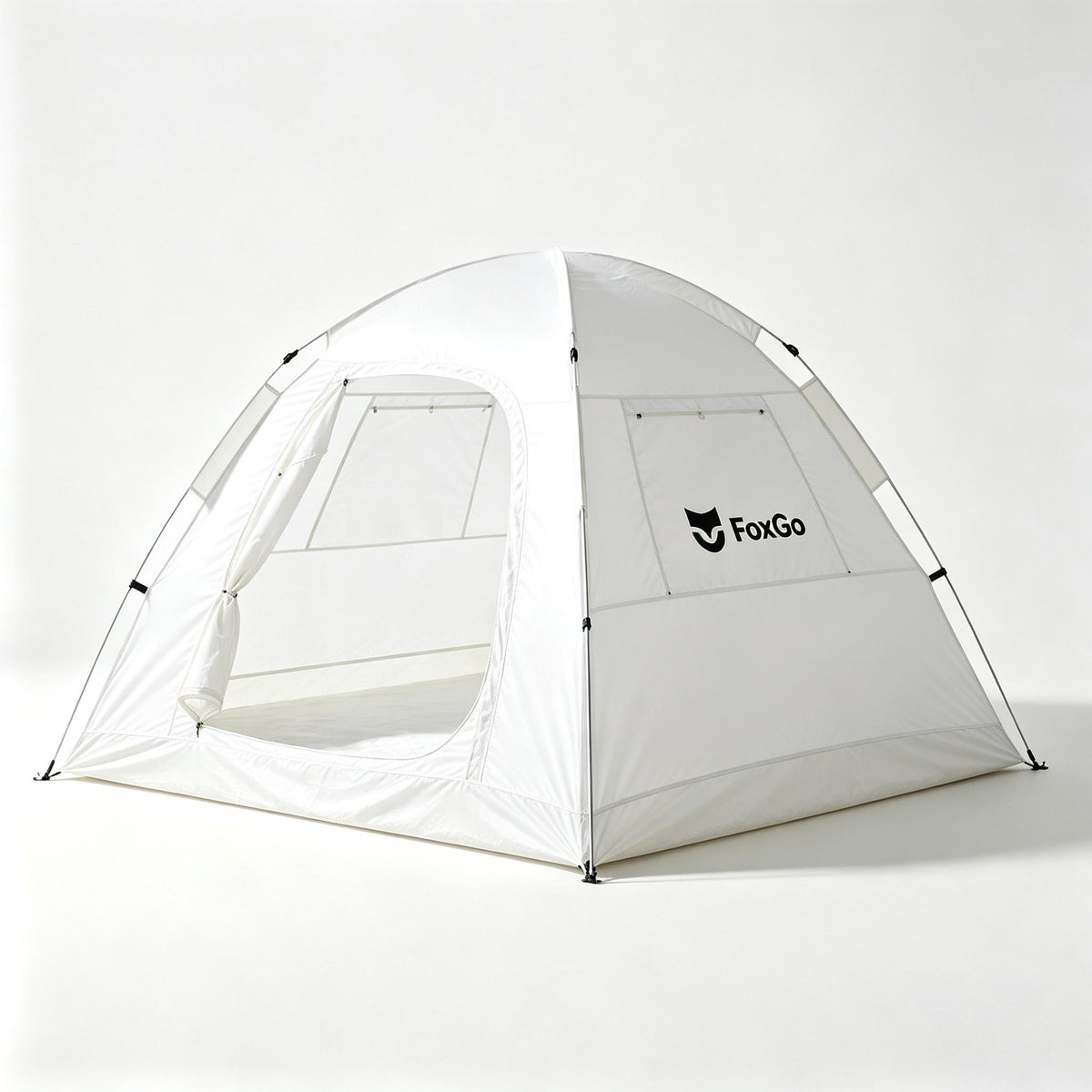 FoxGo Portable Camping Dome Tent, Quick Setup Weather‑Resistant Tent, Breathable Family Tent for Outdoor Backpacking Beach Park