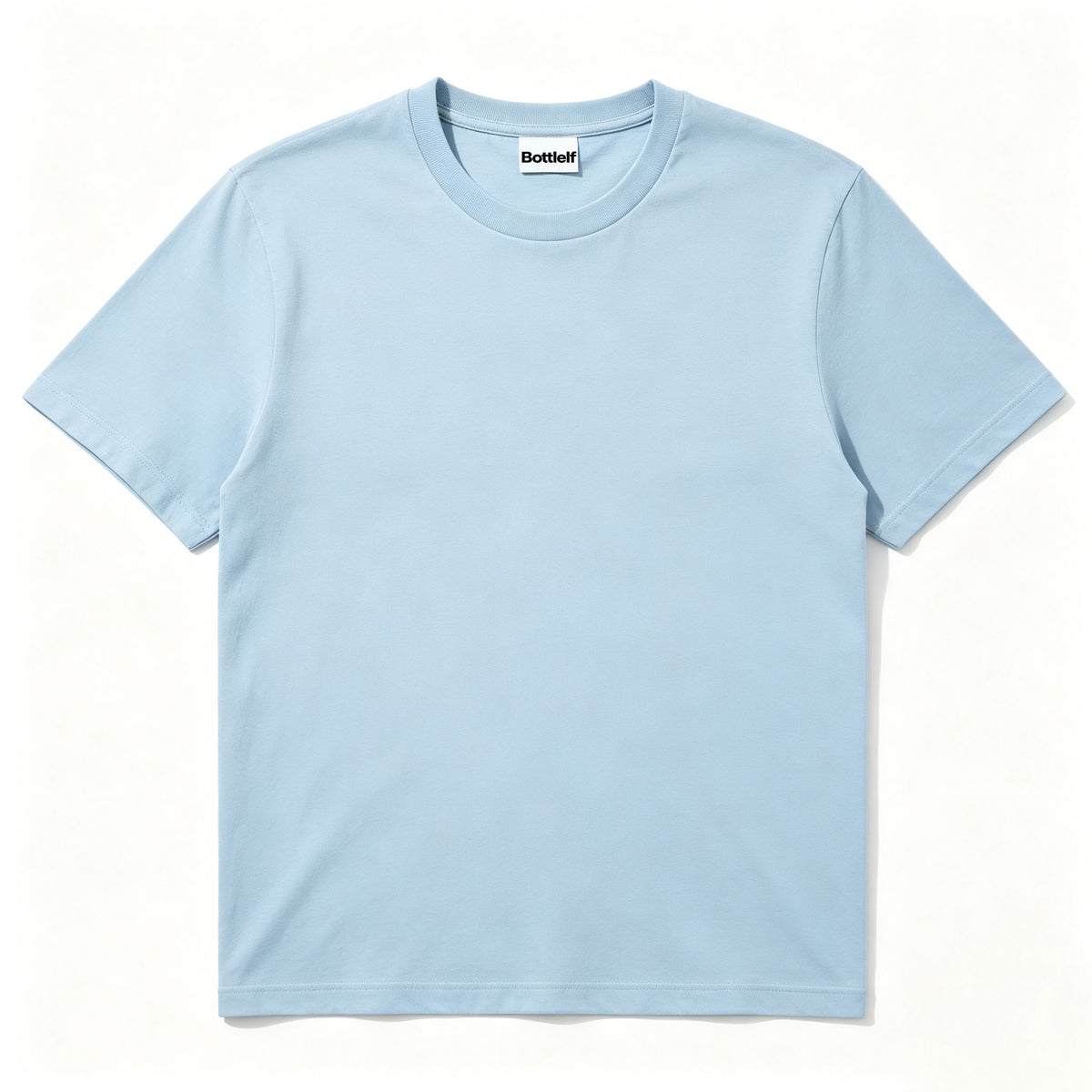 Bottlelf Men's Short Sleeve Crew Neck T-Shirt, Solid Light Blue Basic Tee, Soft Breathable Cotton Casual T Shirt for Daily Wear Outdoor Activity
