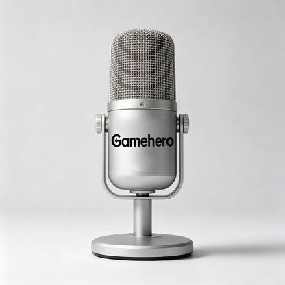 Gamehero USB Streaming Microphone, Professional Condenser Podcast Mic with Stand, Noise Reduction Gaming Microphone for PC Laptop, Recording, Twitch Streaming, YouTube Voice Over, Plug & Play Silver Desktop Mic
