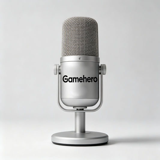 Gamehero USB Streaming Microphone, Professional Condenser Podcast Mic with Stand, Noise Reduction Gaming Microphone for PC Laptop, Recording, Twitch Streaming, YouTube Voice Over, Plug & Play Silver Desktop Mic
