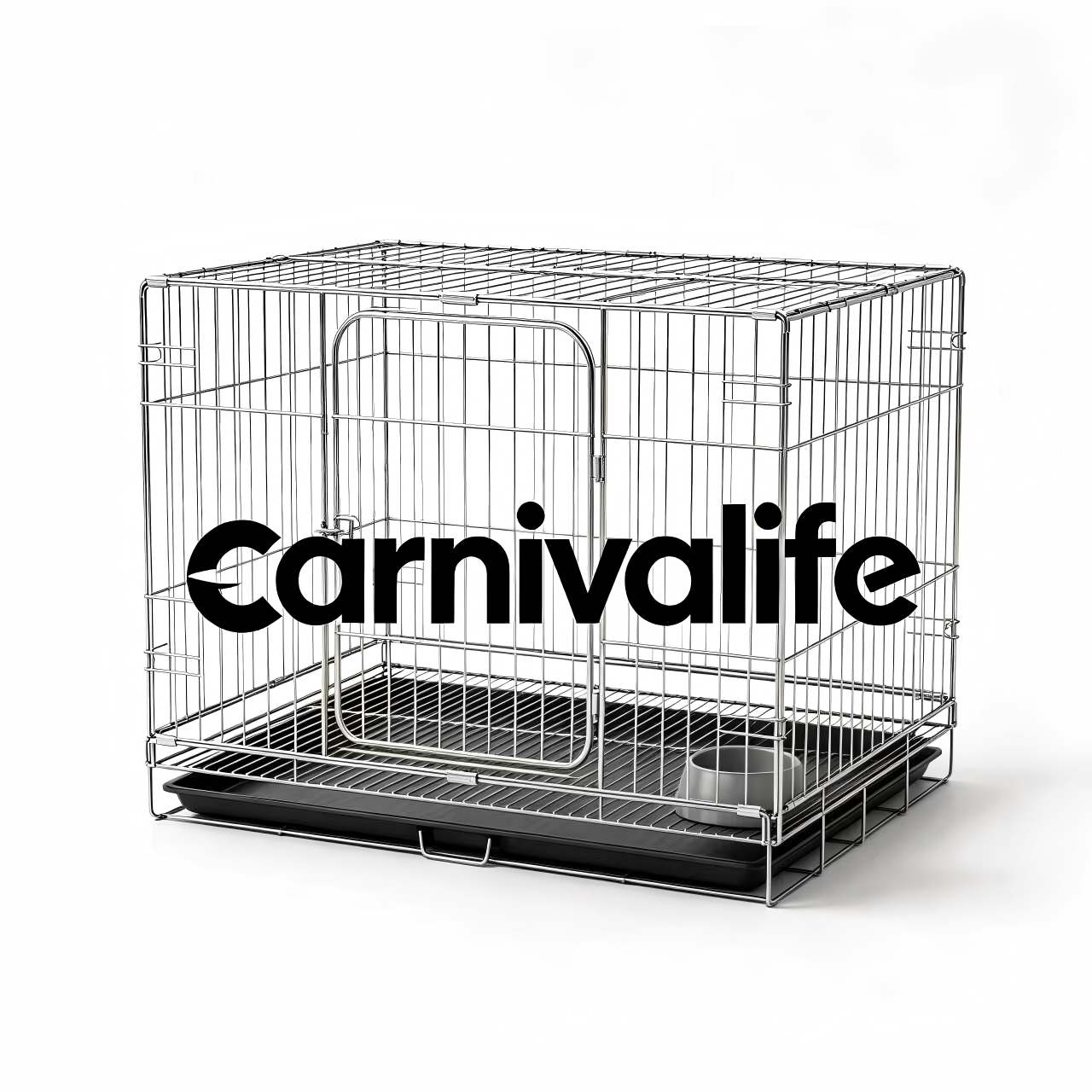 Carnivalife oldable Metal Dog Crate, Double-Door Pet Kennel with Removable Tray, Secure Lock & Heavy-Duty Wire Cage for Small/Medium Dogs, Indoor & Outdoor Use