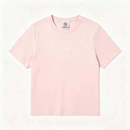 MillBeau Women's Basic Short‑Sleeve Crew Neck T‑Shirt, Soft‑Fit Casual Solid Color Everyday Tee