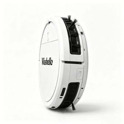 Washello Robot Vacuum Cleaner, Ultra-Thin Automatic Electric Sweeper with Strong Suction, Multi-Surface Smart Robotic Vacuum for Hardwood Floor Carpet Pet Hair, One-Touch Start Self-Charging Compact Robotic Vacuum for Home Office