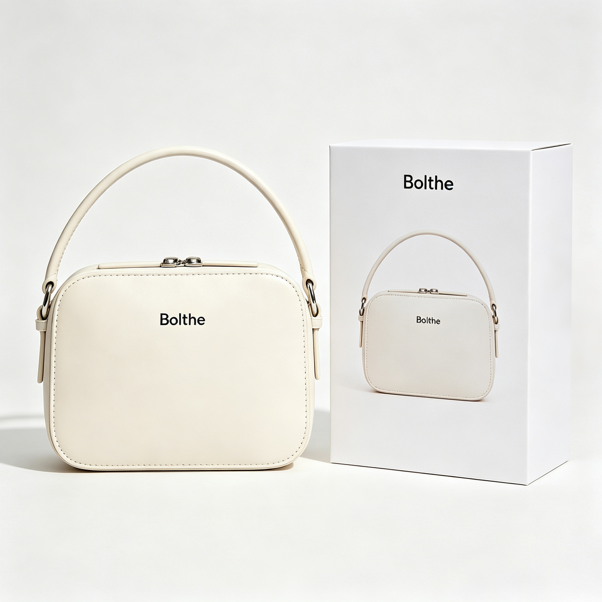Bolthe Women’s Mini Handbag, Elegant Cream Top Handle Box Purse, Compact Crossbody Shoulder Bag, Fashion Satchel for Daily Dating Party