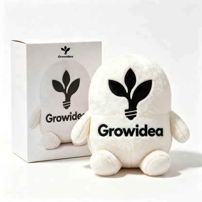 Growidea Round‑Shaped White Plush Stuffed Toy, Cute Squishy Sitting Character Plush Doll For Home Decor & Gift‑Giving