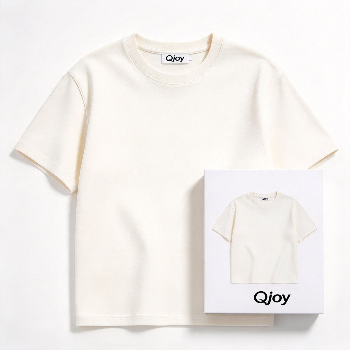 Qjoy Classic Crew Neck Cotton t-shirt, Soft Thick Breathable Short Sleeve Tee, Versatile Solid Casual Tops for Unisex Daily Wear