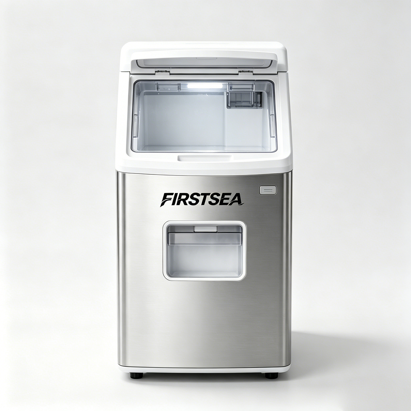 FIRSTSEA Portable Countertop Ice Maker Machine, Stainless Steel Self-Cleaning Ice Cube Maker, Fast Ice Making Compact Ice Machine for Home Kitchen Bar RV Camping