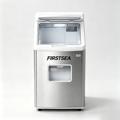 FIRSTSEA Portable Countertop Ice Maker Machine, Stainless Steel Self-Cleaning Ice Cube Maker, Fast Ice Making Compact Ice Machine for Home Kitchen Bar RV Camping