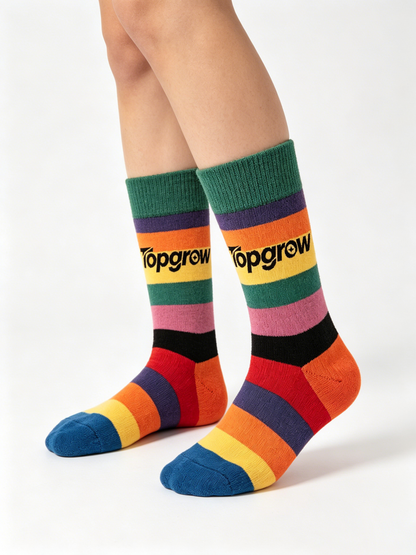 【Topgrow Rainbow Stripe Crew Socks】—— Stylish Choice for Comfort & Fashion